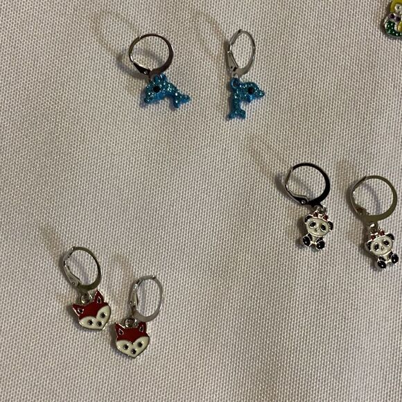 12 pairs earrings for little girls.  See dimes for size reference.  NEW - Picture 4 of 7
